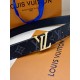 This 3.0 wide double sided LV Initiales belt in smooth cowhide leather and iconic Monogram canvas is finished with a polished LV Initiales buckle for versatile styling options that will complement your Louis Vuitton leat