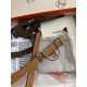 Hermès POP-H series palm grain earthy yellow reverse gold brown belt and enamel buckle perfect combination of belts and waistbands variable combinations thin belt 1.5cm small, beautiful than the previous big H good-looki