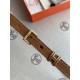 Hermès POP-H series palm grain earthy yellow reverse gold brown belt and enamel buckle perfect combination of belts and waistbands variable combinations thin belt 1.5cm small, beautiful than the previous big H good-looki