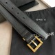 YSL  Saint Laurent women's belt, double-sided imported original leather, square buckle with CASSANDRE logo belt loop, women's must-have items, width 3.0cm