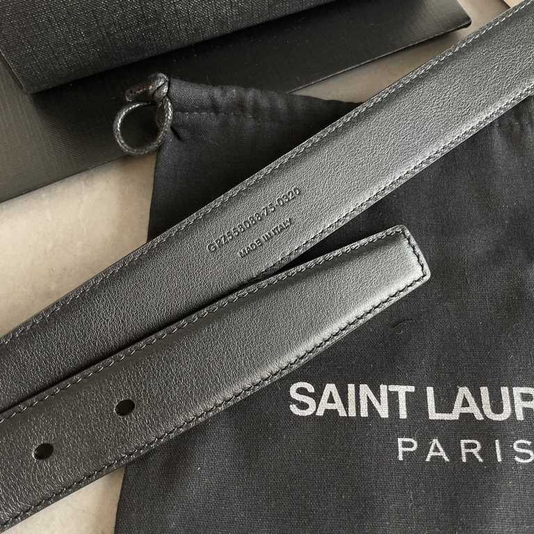 YSL  Saint Laurent women's belt, double-sided imported original leather, square buckle with CASSANDRE logo belt loop, women's must-have items, width 3.0cm