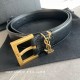 YSL  Saint Laurent women's belt, double-sided imported original leather, square buckle with CASSANDRE logo belt loop, women's must-have items, width 3.0cm