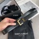 YSL  Saint Laurent women's belt, double-sided imported original leather, square buckle with CASSANDRE logo belt loop, women's must-have items, width 3.0cm