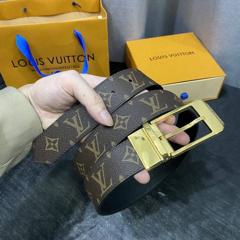 LV Women's fine original quality 35mm width counter code M9935 Donkey first couple style Classic black or bright pink two colors can be selected Both sides can be used. Versatile and stylish