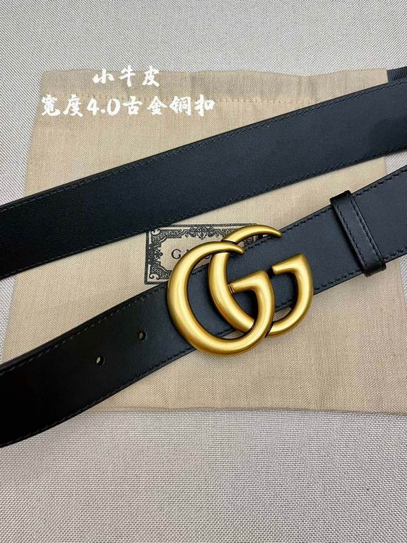 Gucci imported original calf leather lined with imported head layer cowhide. With fine antique copper buckle, original leather customized, counter width 4.0cm.