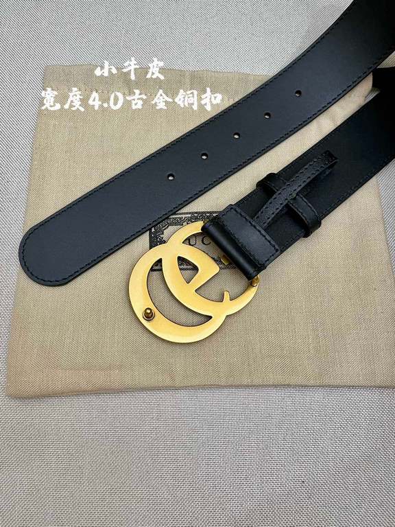 Gucci imported original calf leather lined with imported head layer cowhide. With fine antique copper buckle, original leather customized, counter width 4.0cm.