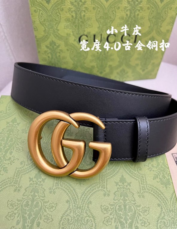 Gucci imported original calf leather lined with imported head layer cowhide. With fine antique copper buckle, original leather customized, counter width 4.0cm.