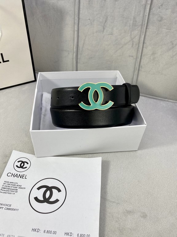 Width 3.0cm Chanel (Chanel) imported soft calf leather support NFC chip official website link   scanning code verification, gold Silver metal grinding rubber steel buckle.