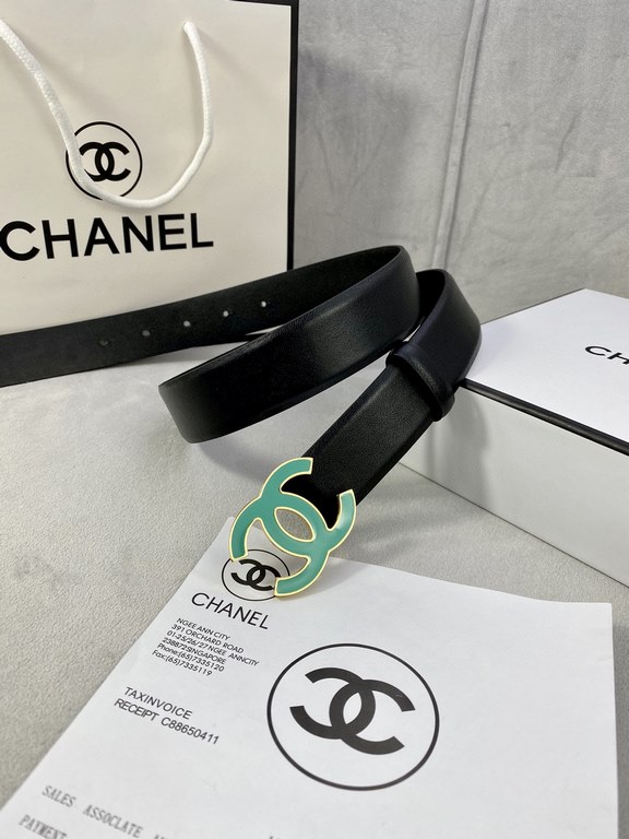 Width 3.0cm Chanel (Chanel) imported soft calf leather support NFC chip official website link   scanning code verification, gold Silver metal grinding rubber steel buckle.