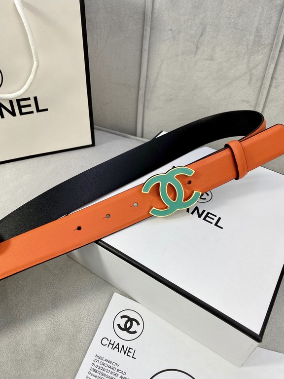 Width 3.0cm Chanel (Chanel) imported soft calf leather support NFC chip official website link   scanning code verification, gold Silver metal grinding rubber steel buckle.