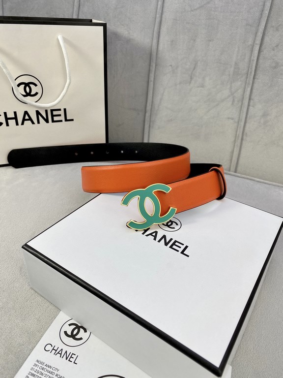 Width 3.0cm Chanel (Chanel) imported soft calf leather support NFC chip official website link   scanning code verification, gold Silver metal grinding rubber steel buckle.