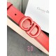 Width 3.0cm Dior (Dior) explosion of flat wireless belt body  Saddle head layer calf leather belt.Lacquered metal CD logo in imported double-layer cowhide leather.