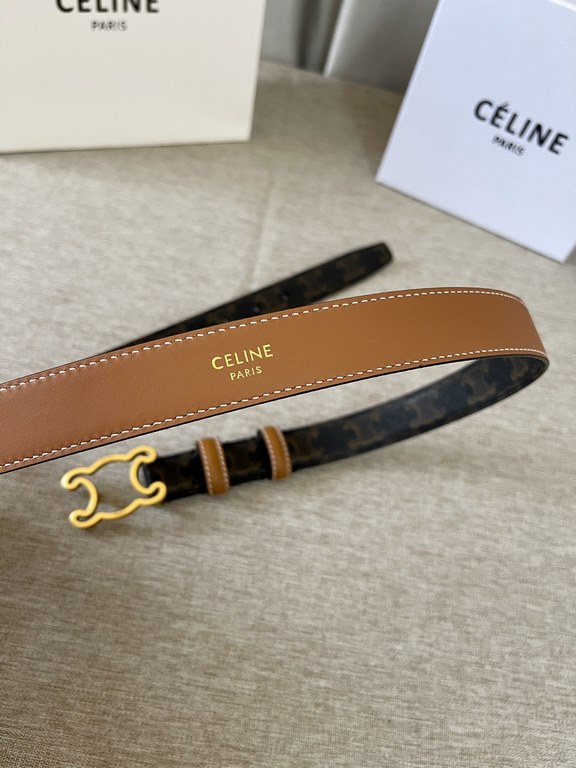 Celine Italy imported calfskin head layer, smooth and delicate grain, with the triumphal arch boutique copper buckle, steamed air plating does not fade, 2.5cm men and women with the same models, support NFC