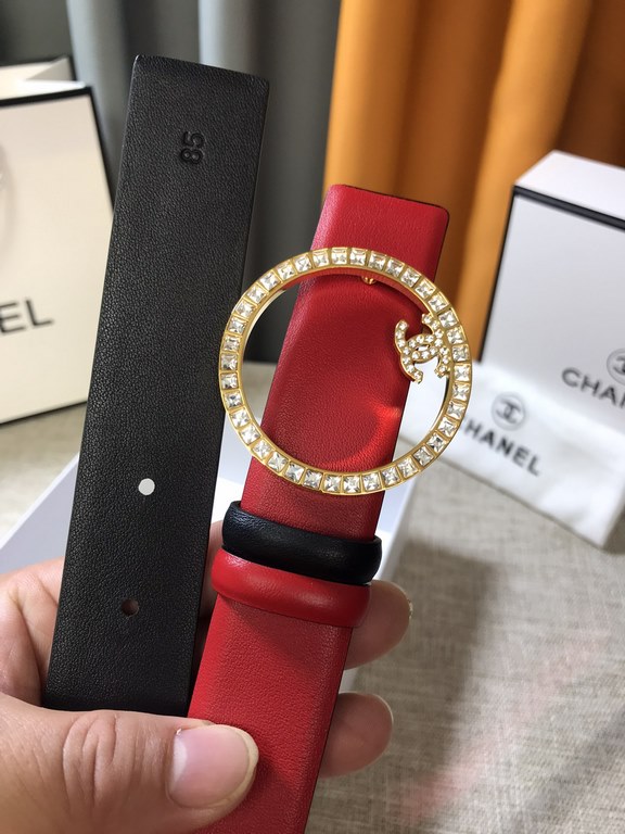 Chanel - CHANEL   new synchronization, the original single generation purchase level, 3.0cm The belt body on both sides of the use of imported original first layer calfskin, steel hand-set diamonds buckle, the belt body 