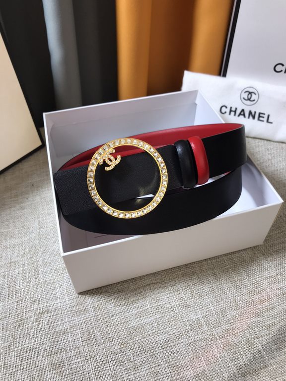 Chanel - CHANEL   new synchronization, the original single generation purchase level, 3.0cm The belt body on both sides of the use of imported original first layer calfskin, steel hand-set diamonds buckle, the belt body 