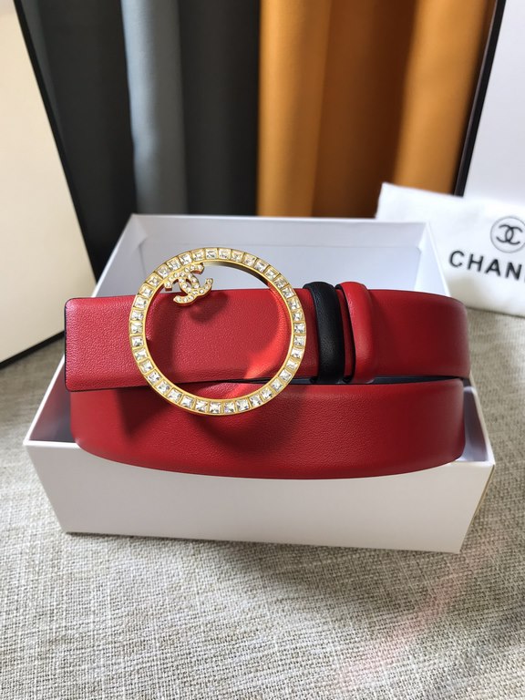 Chanel - CHANEL   new synchronization, the original single generation purchase level, 3.0cm The belt body on both sides of the use of imported original first layer calfskin, steel hand-set diamonds buckle, the belt body 