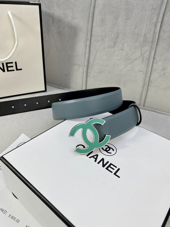 Width 3.0cm Chanel (Chanel) imported soft calf leather support NFC chip official website link   scanning code verification, gold Silver metal grinding rubber steel buckle.