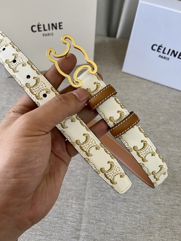 Celine Italy imported calfskin head layer, smooth and delicate grain, with the triumphal arch boutique copper buckle, steamed air plating does not fade, 2.5cm men and women with the same models, support NFC