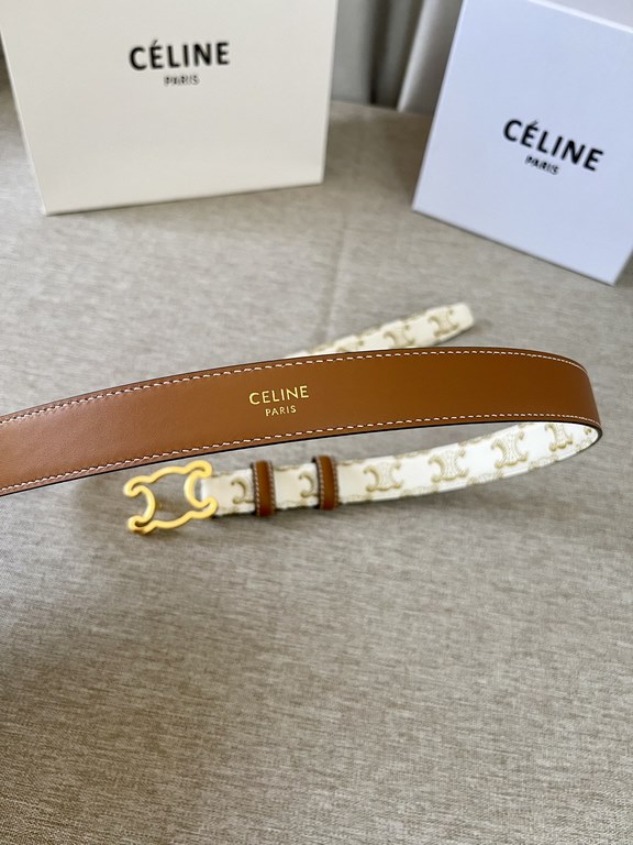 Celine Italy imported calfskin head layer, smooth and delicate grain, with the triumphal arch boutique copper buckle, steamed air plating does not fade, 2.5cm men and women with the same models, support NFC