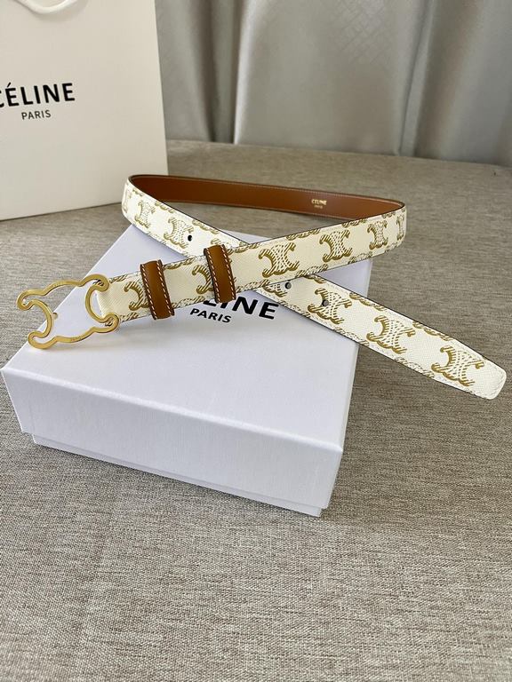 Celine Italy imported calfskin head layer, smooth and delicate grain, with the triumphal arch boutique copper buckle, steamed air plating does not fade, 2.5cm men and women with the same models, support NFC