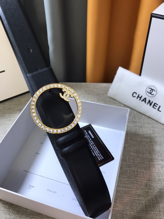 Chanel - CHANEL   new synchronization, the original single generation purchase level, 3.0cm The belt body on both sides of the use of imported original first layer calfskin, steel hand-set diamonds buckle, the belt body 