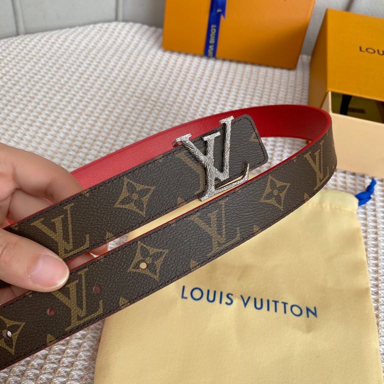 Comes with a full set of gift boxLOUIS VUITTON Louis Vuitton Overseas purchased original genuine Made in Spain - Classic reversible design, one for two Mon organ canvas leather belt, imported calfskin lining, shiny palla