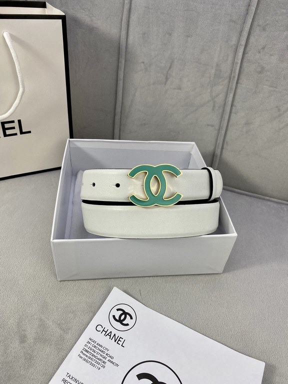 Width 3.0cm Chanel (Chanel) imported soft calf leather support NFC chip official website link   scanning code verification, gold Silver metal grinding rubber steel buckle.