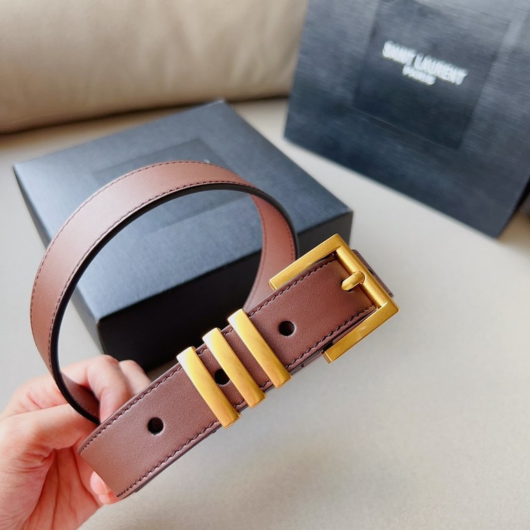 Saint Laurent Saint Laurent 2021 fall and winter new ysl belt belt original fabric exclusive custom YSL original cowhide bottom. Size 2.5Cm fashion versatile and elegant