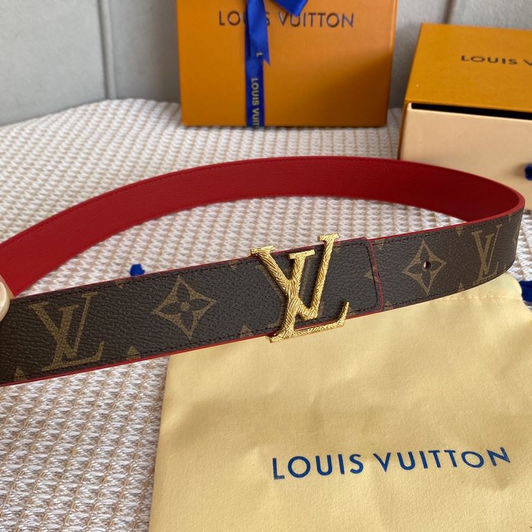 Comes with a full set of gift boxLOUIS VUITTON Louis Vuitton Overseas purchased original genuine Made in Spain - Classic reversible design, one for two Mon organ canvas leather belt, imported calfskin lining, shiny palla