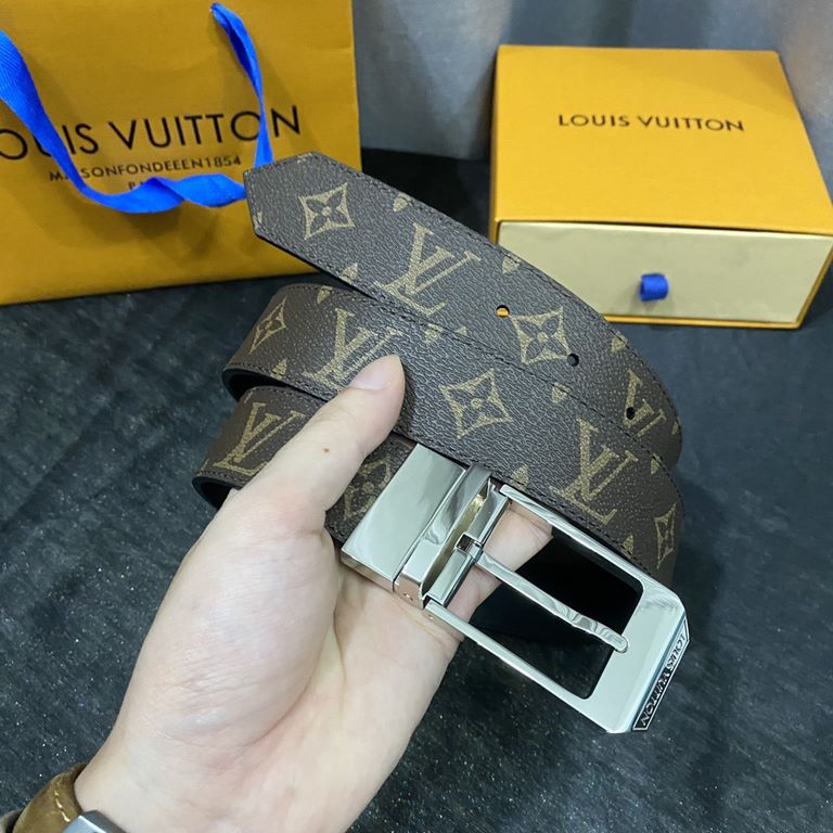 LV Women's fine original quality 35mm width counter code M9935 Donkey first couple style Classic black or bright pink two colors can be selected Both sides can be used. Versatile and stylish