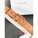 Width 3.0cm Dior (Dior) explosion of flat wireless belt body  Saddle head layer calf leather belt.Lacquered metal CD logo in imported double-layer cowhide leather.