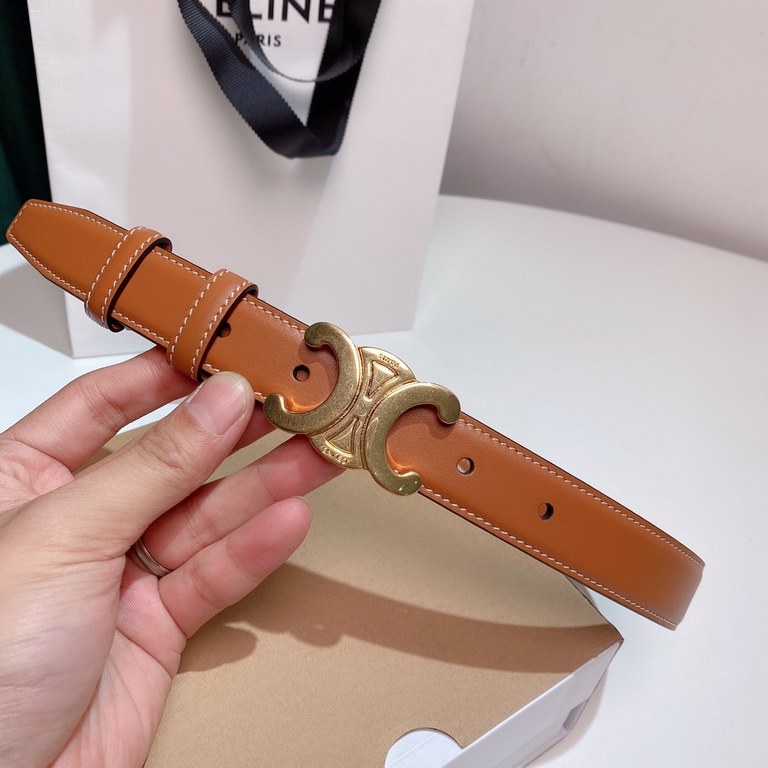 2.5cm, CELINE, original quality, double-sided calfskin with. Triumph buckle models. Pure copper antique hardware, this style is a symbol of fashion, more youthful fashion!