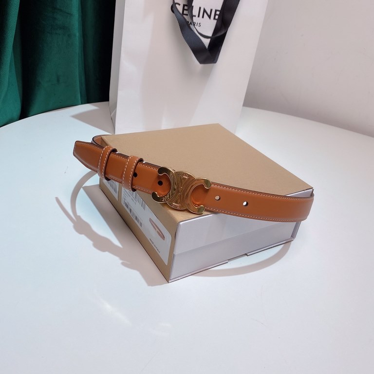 2.5cm, CELINE, original quality, double-sided calfskin with. Triumph buckle models. Pure copper antique hardware, this style is a symbol of fashion, more youthful fashion!