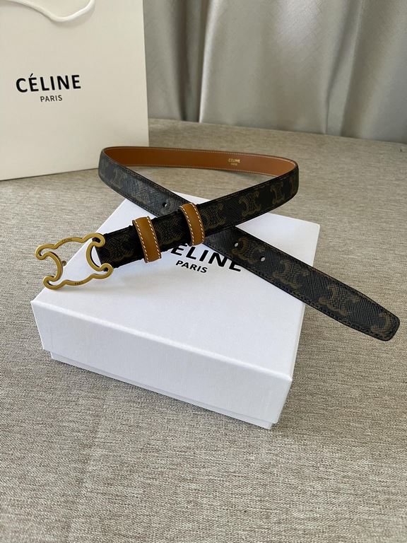 Celine Italy imported calfskin head layer, smooth and delicate grain, with the triumphal arch boutique copper buckle, steamed air plating does not fade, 2.5cm men and women with the same models, support NFC