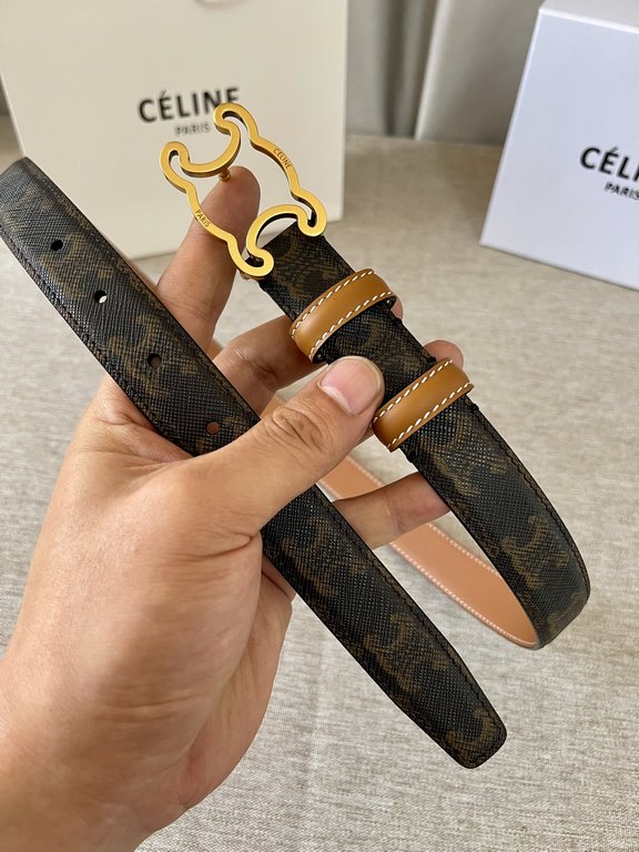 Celine Italy imported calfskin head layer, smooth and delicate grain, with the triumphal arch boutique copper buckle, steamed air plating does not fade, 2.5cm men and women with the same models, support NFC