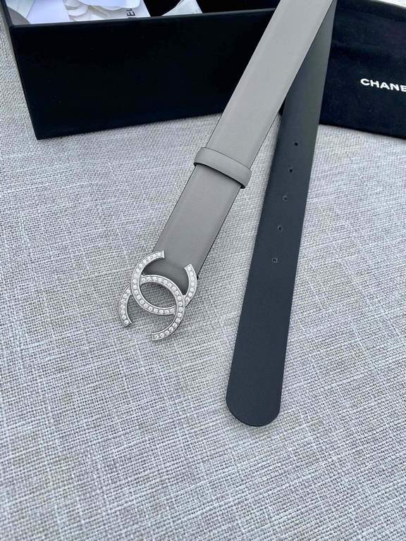 Width 3.0cm Chanel (Chanel) original touch grain cowhide support NFC chip official website link   scanning code verification, gold and silver color diamonds steel buckle.