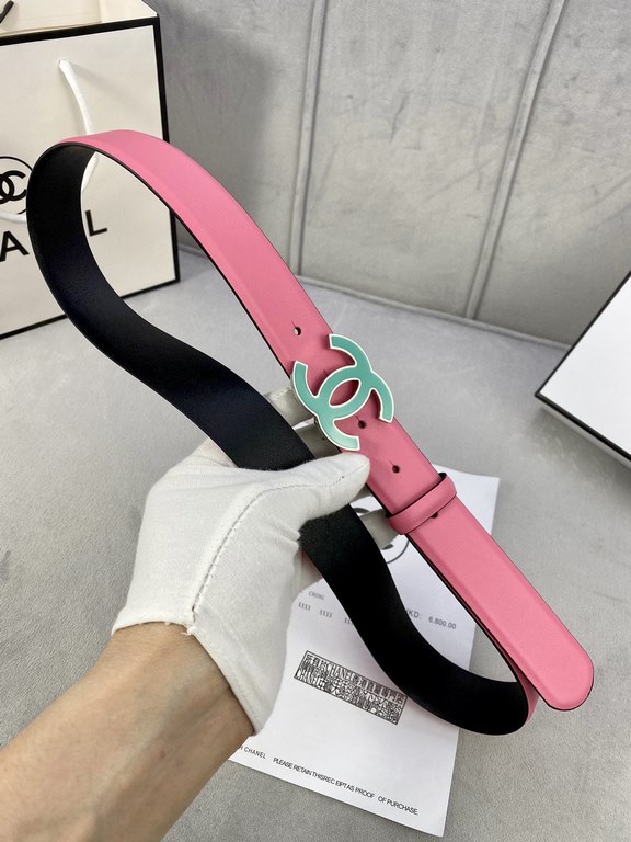 Width 3.0cm Chanel (Chanel) imported soft calf leather support NFC chip official website link   scanning code verification, gold Silver metal grinding rubber steel buckle.