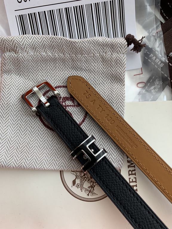 Hermès new Hermès POP-H series palm print black reverse gold brown belt and enamel buckle can be used as a belt waist seal combination thin belt 1.5cm small, beautiful than the previous big H good-looking not afraid of w