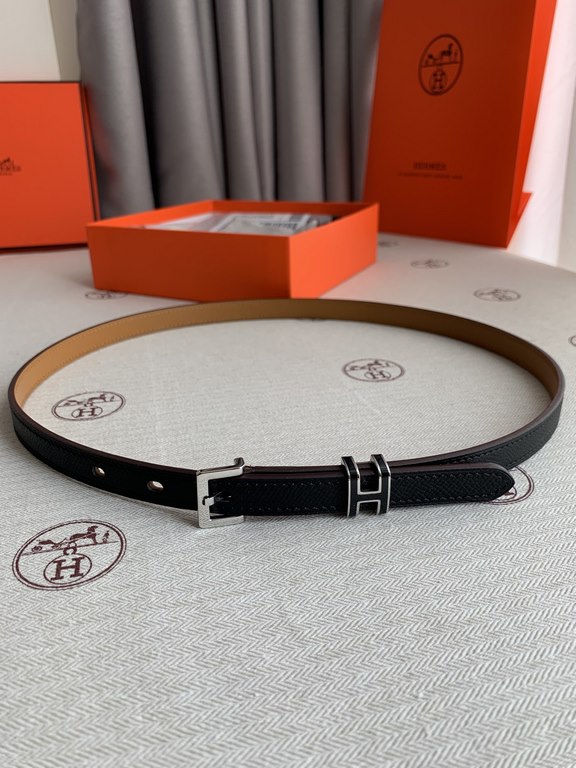 Hermès new Hermès POP-H series palm print black reverse gold brown belt and enamel buckle can be used as a belt waist seal combination thin belt 1.5cm small, beautiful than the previous big H good-looking not afraid of w