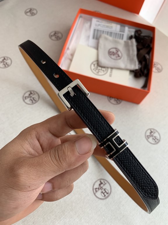 Hermès new Hermès POP-H series palm print black reverse gold brown belt and enamel buckle can be used as a belt waist seal combination thin belt 1.5cm small, beautiful than the previous big H good-looking not afraid of w