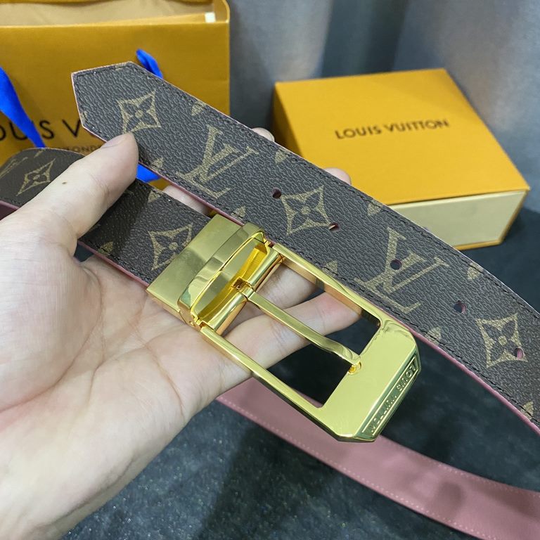 LV Women's fine original quality 35mm width counter code M9935 Donkey first couple style Classic black or bright pink two colors can be selected Both sides can be used. Versatile and stylish