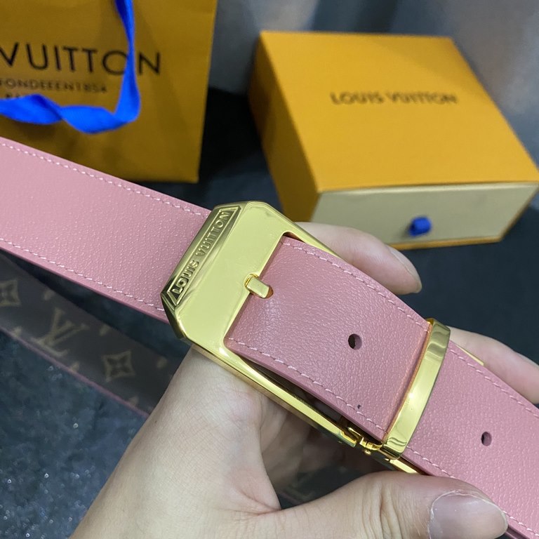 LV Women's fine original quality 35mm width counter code M9935 Donkey first couple style Classic black or bright pink two colors can be selected Both sides can be used. Versatile and stylish