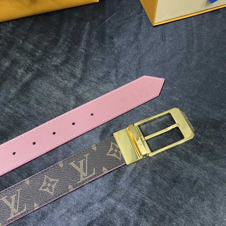 LV Women's fine original quality 35mm width counter code M9935 Donkey first couple style Classic black or bright pink two colors can be selected Both sides can be used. Versatile and stylish