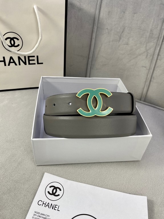 Width 3.0cm Chanel (Chanel) imported soft calf leather support NFC chip official website link   scanning code verification, gold Silver metal grinding rubber steel buckle.