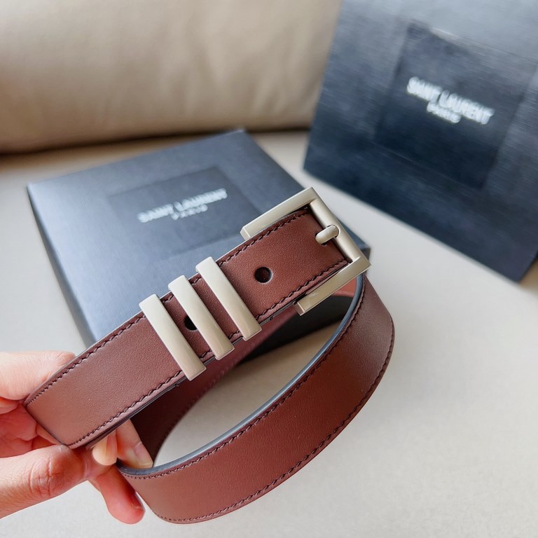 Saint Laurent Saint Laurent 2021 fall and winter new ysl belt belt original fabric exclusive custom YSL original cowhide bottom. Size 2.5Cm fashion versatile and elegant