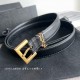 YSL  Saint Laurent women's belt, double-sided imported original leather, square buckle with CASSANDRE logo belt loop, women's must-have items, width 2.0cm