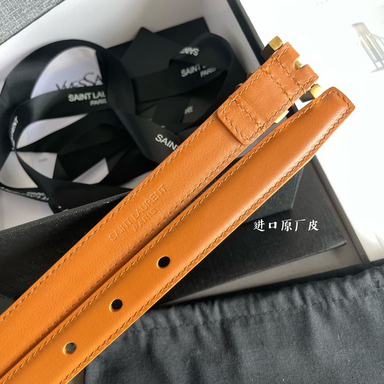 YSL  Saint Laurent women's belt, double-sided imported original leather, square buckle with CASSANDRE logo belt loop, women's must-have items, width 2.0cm