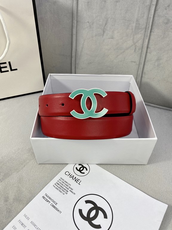 Width 3.0cm Chanel (Chanel) imported soft calf leather support NFC chip official website link   scanning code verification, gold Silver metal grinding rubber steel buckle.