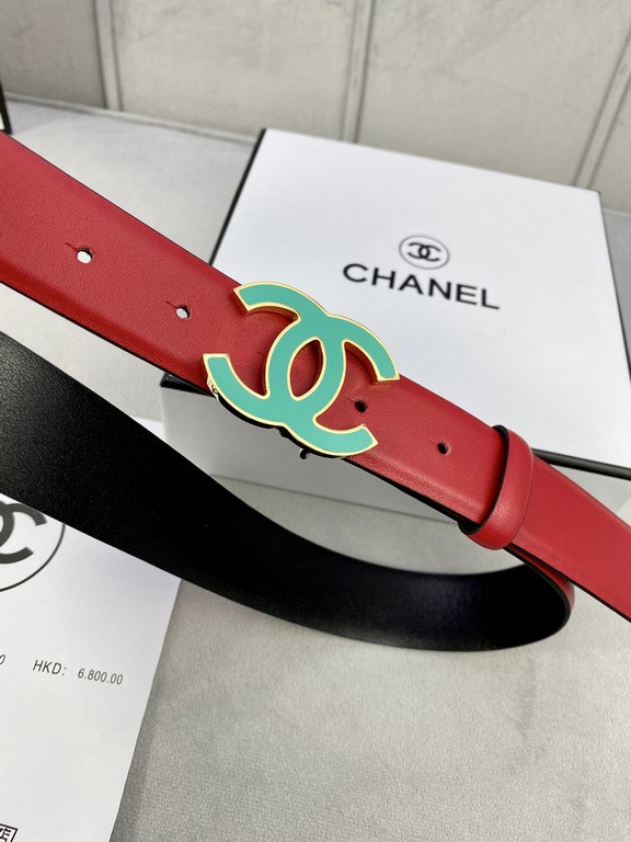 Width 3.0cm Chanel (Chanel) imported soft calf leather support NFC chip official website link   scanning code verification, gold Silver metal grinding rubber steel buckle.