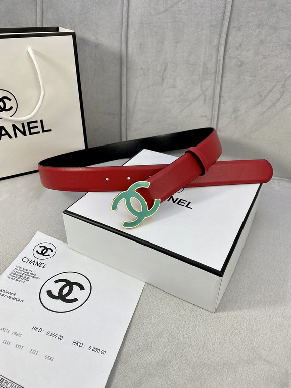 Width 3.0cm Chanel (Chanel) imported soft calf leather support NFC chip official website link   scanning code verification, gold Silver metal grinding rubber steel buckle.